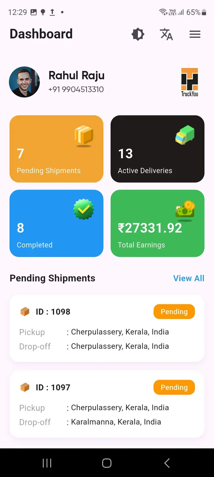 TruckYou Trucker App Screen